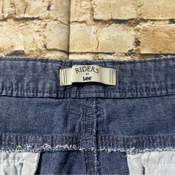 Riders By Lee Blue Denim Look Button Pocket Mid Shorts - Picture 4 of 5
